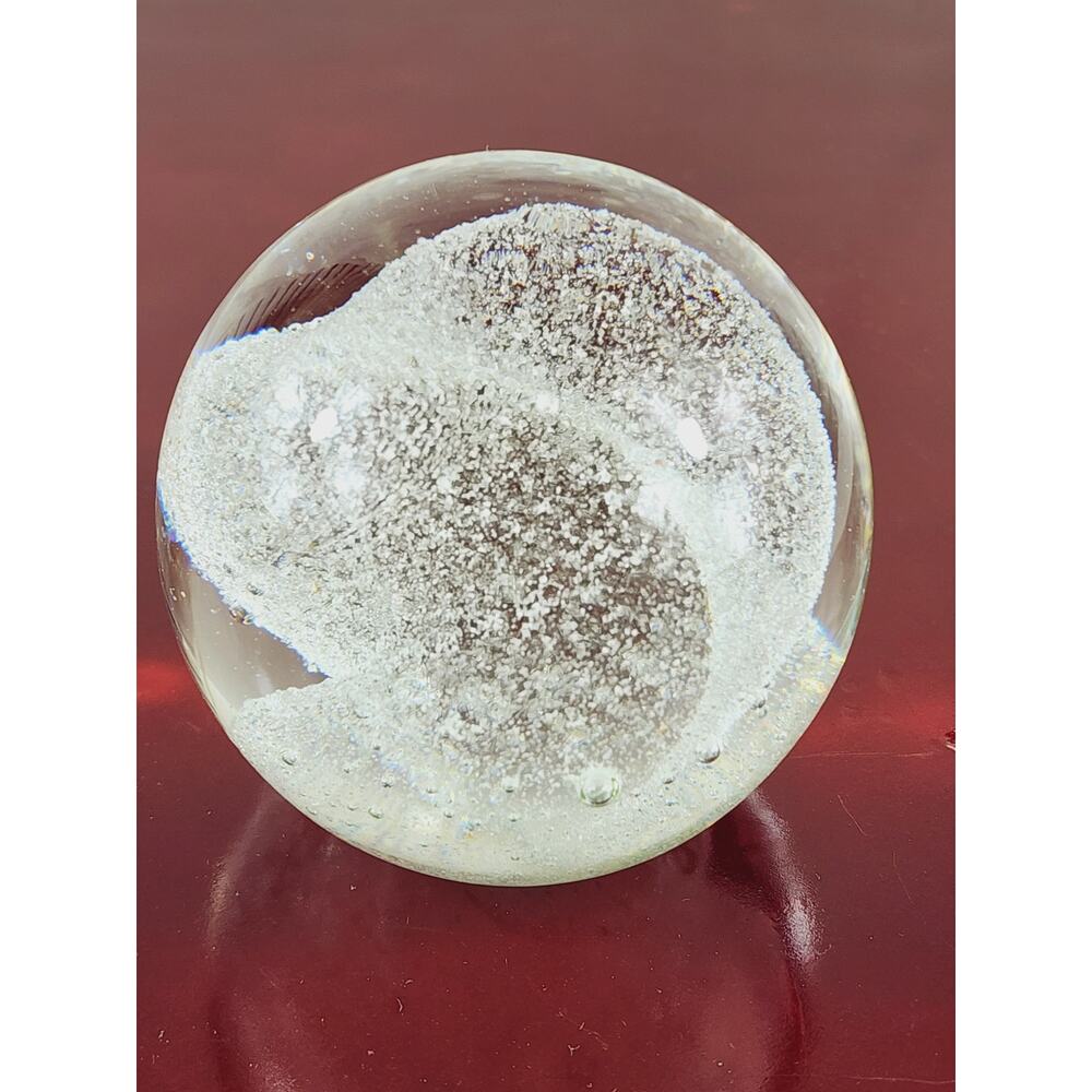 Paperweight Glass Globe Paper Holder Weight 3" Office Home Decor 80's Vintage